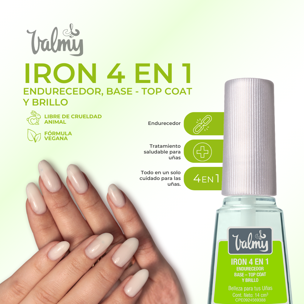 Iron 4 en 1 Endurecedor Base- Top Coat y Brillo